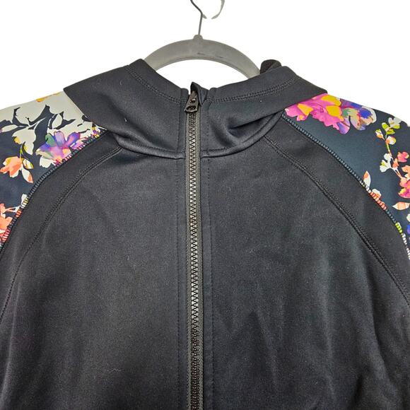 Burton Jacket Women L Black Floral Jacket Women Zip Up Jacket Hooded Jacket - Picture 2 of 8